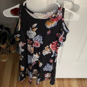 black off the shoulder flower dress